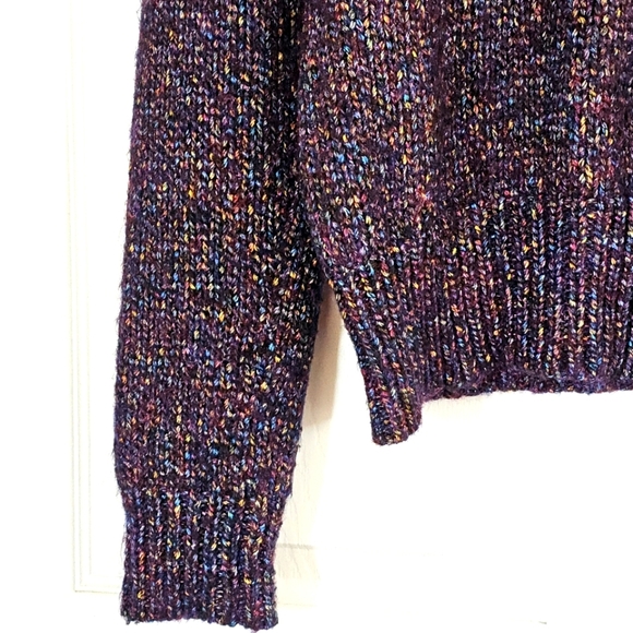 Madewell Metallic Shimmer Pullover Crewneck Sweater Purple Medium Chunky Winter - Picture 5 of 7